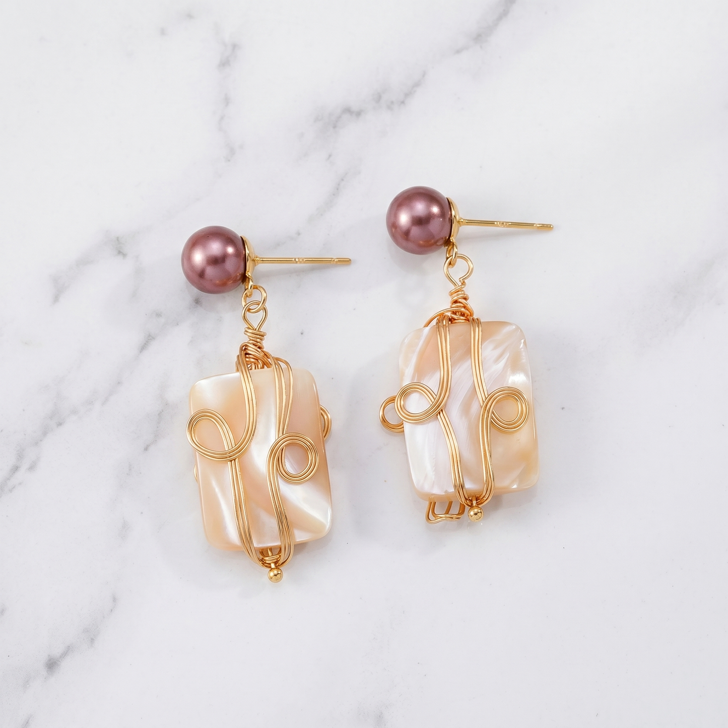 Rose Shell Pearl Earrings