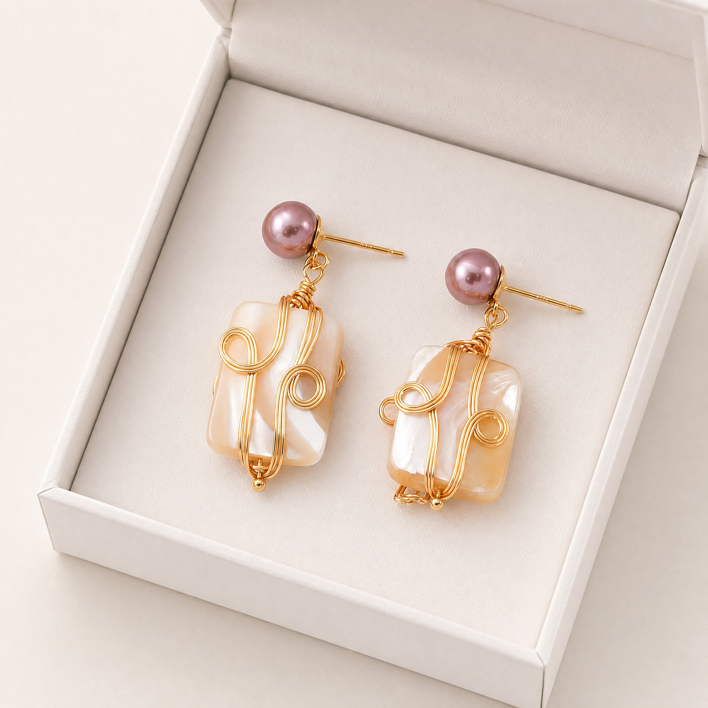 Rose Shell Pearl Earrings