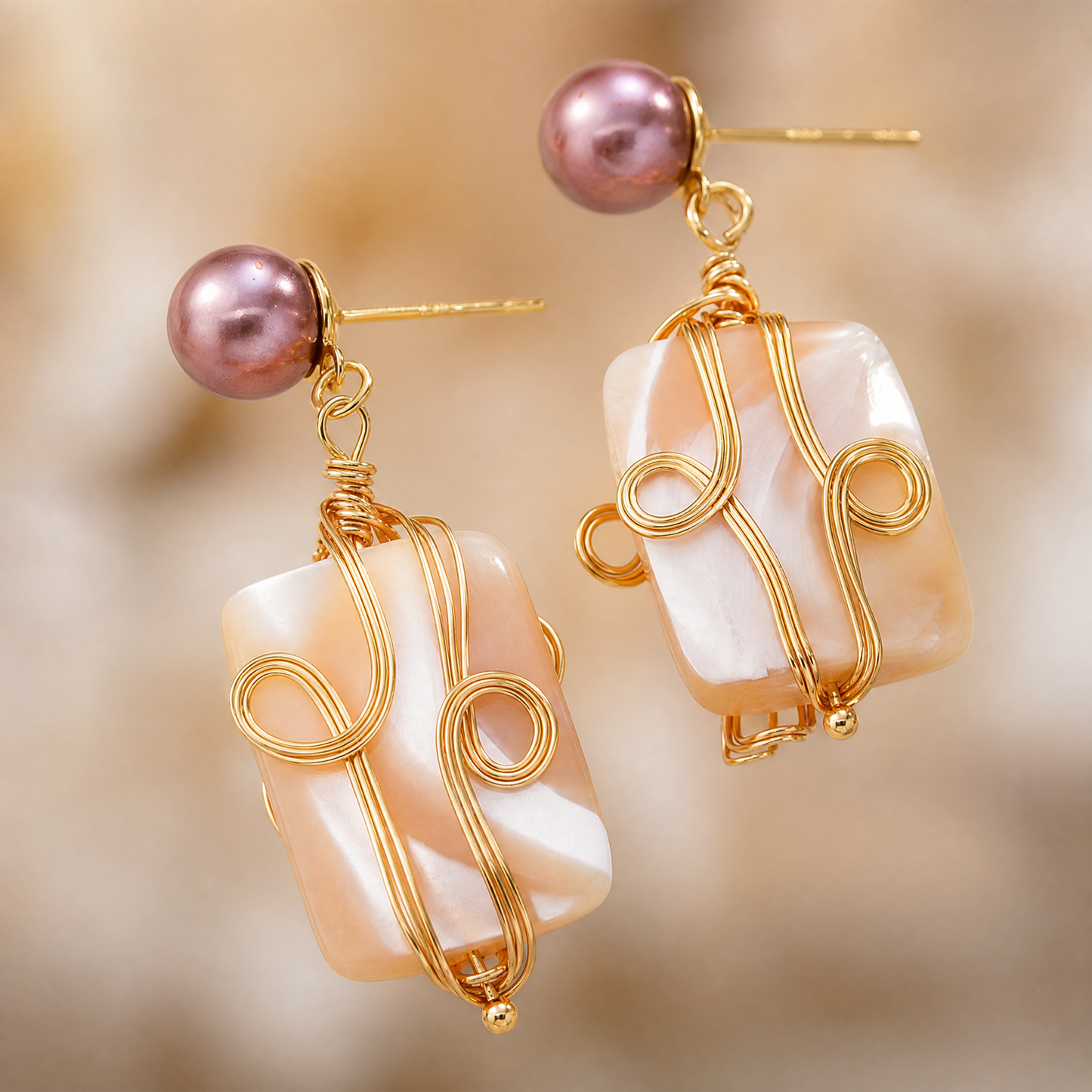 Rose Shell Pearl Earrings