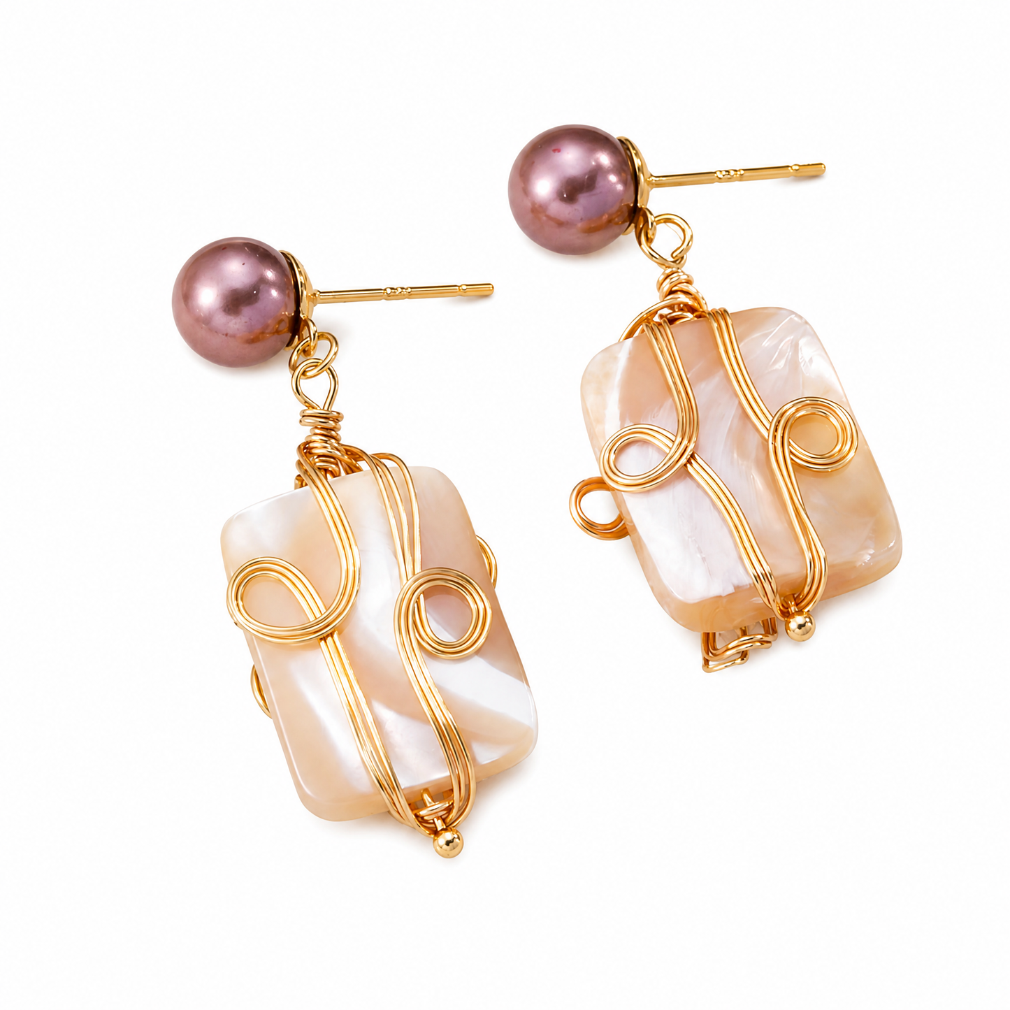 Rose Shell Pearl Earrings